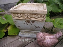 Mediterranean style twotile flower * European style old vintage pottery flower pot * light blue ceramic flower pot