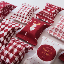  Christmas New Year holiday decoration tissue box Modern simple Christmas red fabric paper pumping cover ins Nordic tissue cover