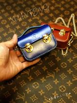 Dazzling Peak Pure Handmade Cow Leather Plant Tanning Leather Small Square Bag Mesh Red Premature Birth Bag Mini Cambridge Bag Headphone Bag Decoration Bag