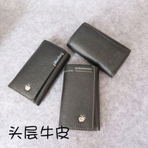 Clear Cabin Head Layer Bull Skin Brand Original Single Tail Goods Folding Business Multifunction Mens Wallet Key Bag