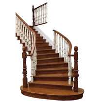 Wuxi Villa solid wood whole staircase whole house custom handrail column railing duplex loft red oak stepping board