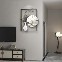 New Chinese wall clock living room light luxury modern simple clock Chinese style creative fashion home decoration clock Wall