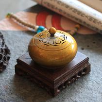  Creative lotus incense burner Household room for Buddha sandalwood plate incense burner Pure copper incense burner incense supplies