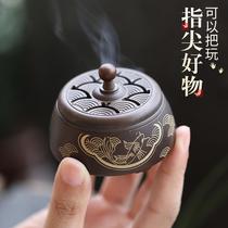  Pocket mini incense burner Pure copper copper incense burner Household small incense burner Indoor worship agarwood stove ornaments for Buddha travel pack