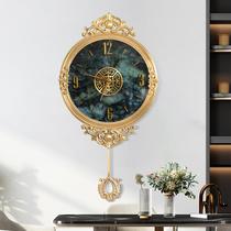 European pure copper wall clock light luxury American home living room decoration creative Chinese style atmosphere fashion wall watch wall clock
