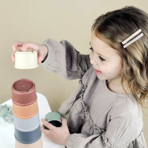 Danish infant stacked music set cup baby toy childrens puzzle rainbow tower Bath play water safety can bite