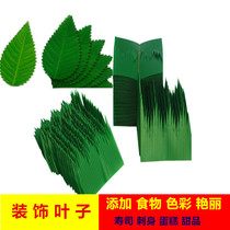 Sushi decoration pan decorated with flower and grass restaurant cold dishes count the gum leaves Japanese cuisine tinged with green leaf tray hem