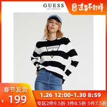 Guess women's contrast stripe inverted triangle logo t-shirt-q93r02r16j0