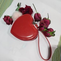 South Koreas new Love Heart Pack Pink Tender Little Clear New Hands Carry Bag Cute Peach Hearts Students Zero Wallet Coin Small Bag Wave