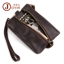 Retro Handmade Original Genuine Leather Car Key Bag Male Multifunction Zero Wallet Card Baotou Layer Cow Leather Key Buckle Woman