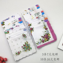 3 strips 7 yuan small hand pampy flowers crescent moon lace pure cotton lady child sweat towels old full cotton handkerchief old nostalgia