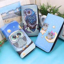 Primary and secondary school growth Cartoon Wallet for men and women Cartoon Children Cute Owl Leather Clips Zero Money Bag Multi screens