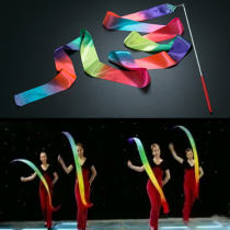 Five-level colored silk flying dance folk dance Test props ribbon rhythmic gymnastics childrens performance imitation silk flying sky long thick thick