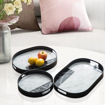 Light luxury marble fruit plate decoration simple modern hotel model room Tray storage tray tea table storage plate