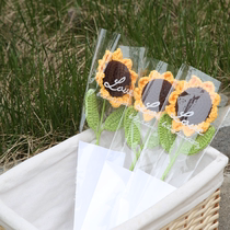 Handmade Diy Sunflower Finished Wool Thread Crochet Woven Bouquet Fake Flower Material Bag For Birthday Teachers Festival Gift