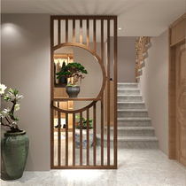 New Chinese style solid wood screen partition living room semicircle cover entrance art hollow wood grille simple modern