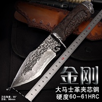 Damascus knife high hardness sharp straight knife collection knife self-defense outdoor portable knife wild survival saber King Kong