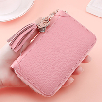 Multifunction key bag genuine leather female type large capacity zipped lock spoon bag female cow leather card bag zero money bag