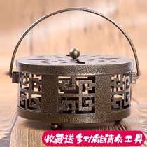 Creative mosquito box mosquito coil holder with cover fireproof household large mosquito stove mosquito incense holder portable multifunctional retro