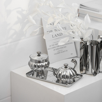 KisKim European stainless steel creative household luxury dessert ornaments storage pot teapot candy pot afternoon tea set