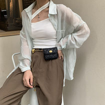 Package Bag 2022 New Tide Transfer Pearl Waist Chain Pocket Womens Chest Bag Mesh Red Ins with small fragrant wind inclined satchel