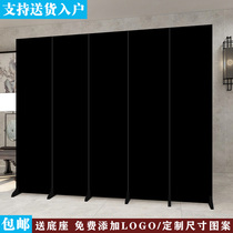 Solid color pure black screen partition folding mobile custom company fitting room wedding shop background wall shielding folding screen
