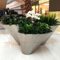 Stainless steel combination flowerpot special-shaped flowerpot large flowerpot hotel flower box shopping mall flower box modern