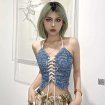 Strap hanging neck base hot girl ins super fire disco summer American sex top nightclub camisole female sexy