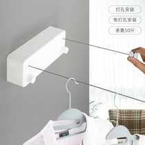 Balcony clothes artifact invisible clothesline indoor non-perforated household telescopic drying rack steel wire shrink clothesline