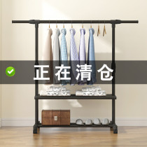 Simple adjustment telescopic drying rack rod type retractable dormitory single pole bedroom floor-to-ceiling multi-purpose single-carrying horizontal bar wheel