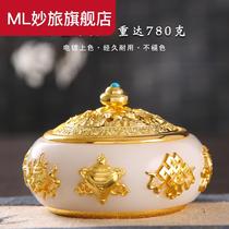 New imitation white jade plate incense burner large hollow sandalwood burner home alloy aromatherapy furnace indoor Zen tea ceremony ornaments