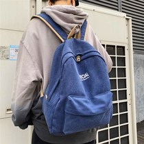 European and American Tide brand shoulder bag mens large capacity leisure Korean version of canvas college students high school bag female fashion backpack