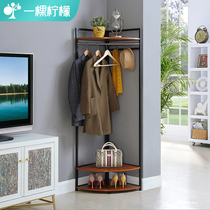 Corner coat rack Floor-to-ceiling bedroom creative Wrought iron simple clothes rack Living room wall corner multi-function hanger