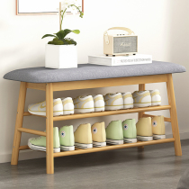 Nordic shoe-changing stool soft bag cushion home entrance long strip light luxury wear shoes cabinet bench-type integrated solid wood frame