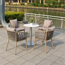 Outdoor Table And Chairs Patio Terrace Rope Woven Rattan Chairs Combined Dining Room Villa Garden Casual Folk Balcony Small Table And Chairs