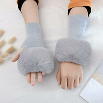 New female winter warm sleeve cashmere wristlet imitation Rex rabbit hair arm sleeve knitted sleeve wool wrist guard gloves