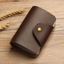 Card Bag Mens Handmade Bullskin Multi-Position Large Capacity Ultra Slim Retro Credit Small Business Card Clip Genuine Leather Credentials
