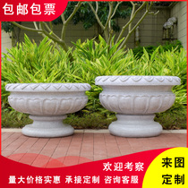 FRP flowerpot combination imitation stone Big Flower Bowl shopping mall Villa bonsai decoration ornaments outdoor landscape flower cylinder customization