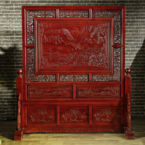 Dongyang wood carving solid wood screen Chinese style porch entrance hall double-sided carved screen living room partition floor screen