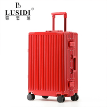 Luthdie Wedding Suitcase Red Bridal Accompanied box Circumcision Box Pull Bar Box Password Dowry Suitcase Woman