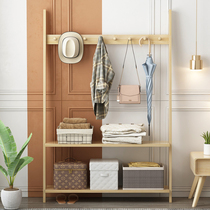 Solid wood coat rack Simple floor-to-ceiling living room bedroom hanger cabinet Simple modern multi-function clothes storage rack