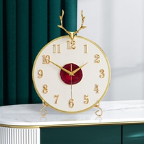Light Extravagant Deer Head Seat Bell Modern Minima Living Room Desktop Clock Swing Piece Creative Desktop Mute Clock