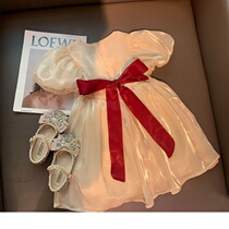 Girls summer dress 2021 new childrens bubble sleeve skirt foreign style baby Korean princess dress