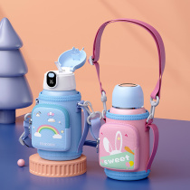 Smart childrens thermos cup with straw student kettle for men and women kindergarten baby stainless steel anti-drop water Cup
