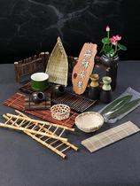 Japanese SAB ornaments bamboo row bamboo fence Japanese barbecue plate decoration platter ornaments pose props flowers and plants
