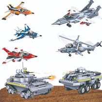 Small particle combat aircraft tank military building block helicopter early education children assembly assembly block boy toy