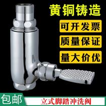 Copper vertical foot flush valve toilet flush valve straight tube stool flusher foot delay valve