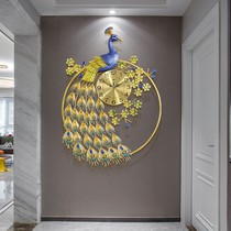 European fashion light luxury clock living room creative Peacock wall clock home decorative art mute time clock
