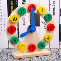 Wooden childrens digital shape clock cognitive building block toys 1-2-3 years old baby puzzle monteshi early education teaching aids