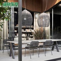 Rattan Wood outdoor table and chair designer Creative Garden Villa model room living room terrace coffee table rattan chair combination